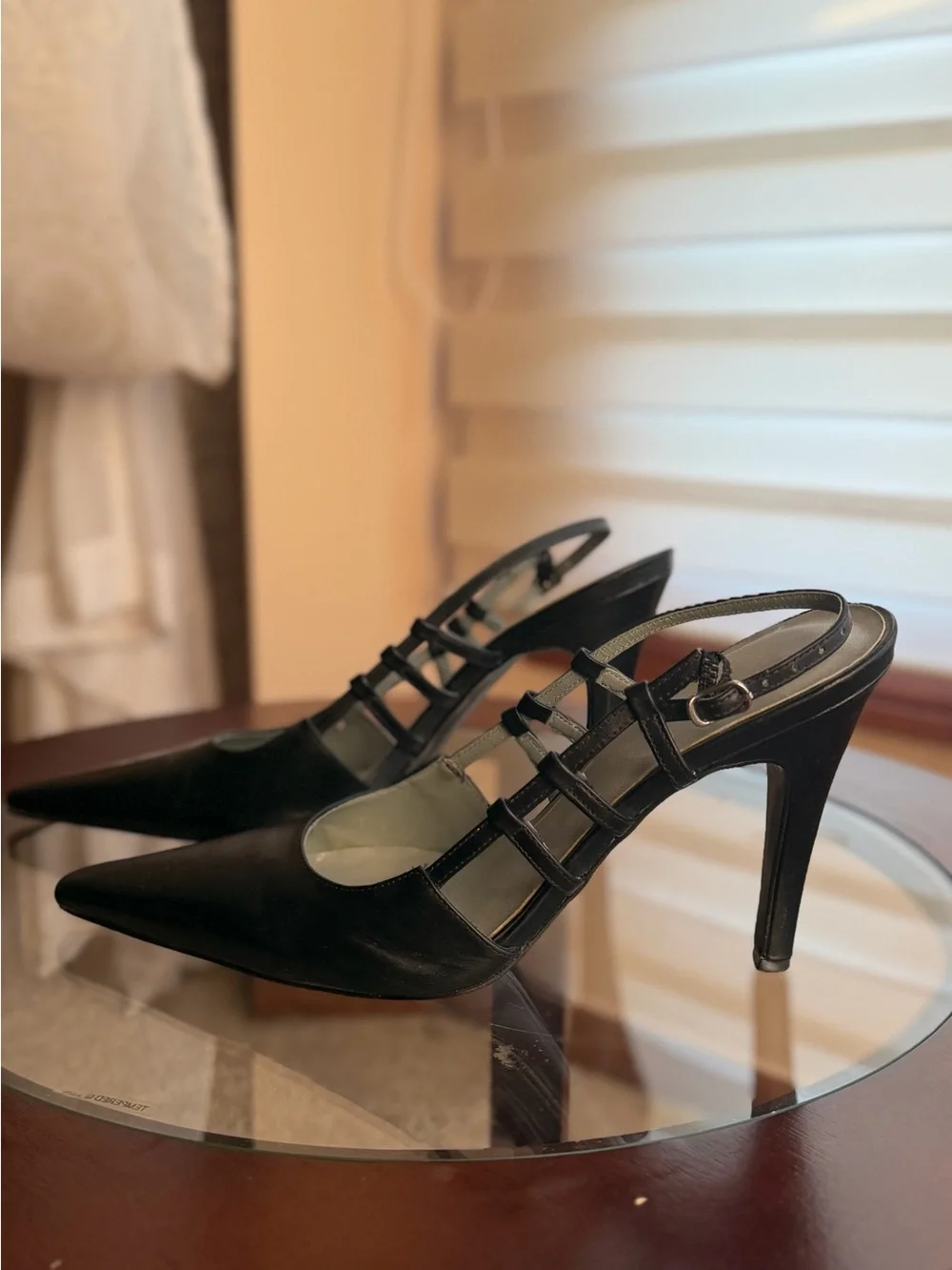 Black Strappy Pointed-Toe High Heels - Women